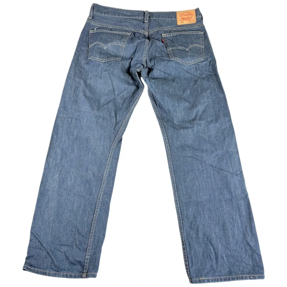 Levi's 569 Jeans Mens 36x34 Blue Denim Rugged Red Tab Relaxed Fit Straight Leg